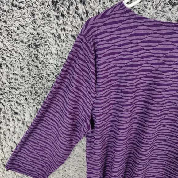 Chicos Womens 3 XL Purple Abstract Striped 3/4 Sleeve Shirt Top Resort Vacation - Picture 11 of 16